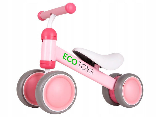 Bicicleta de echilibru, cu roti duble, pentru interior / exterior, Roz, pentru copii, 18 - 36 luni, sarcina maxima 20 kg, Ecotoys