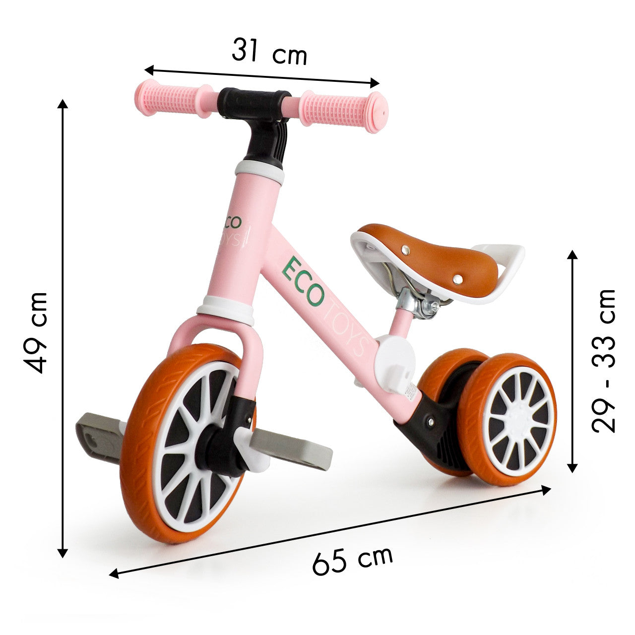 Bicicleta de echilibru Ecotoys, 2in1, pedale detasabile, inaltime sa reglabila, sarcina maxima 20 kg, Roz