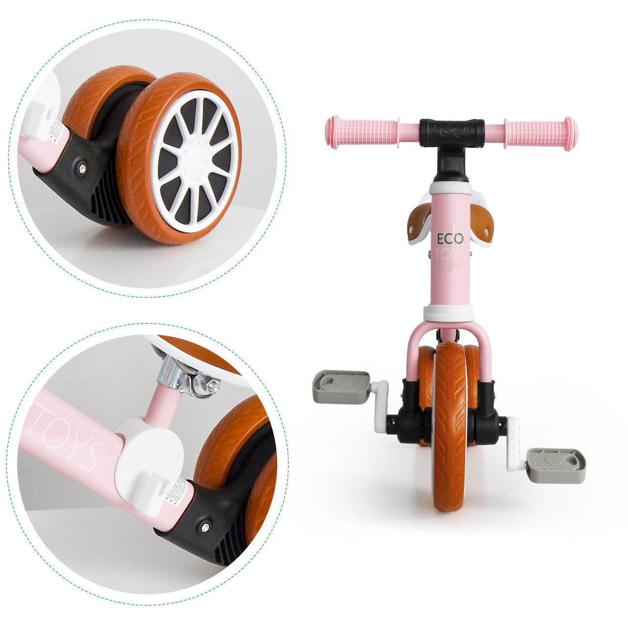 Bicicleta de echilibru Ecotoys, 2in1, pedale detasabile, inaltime sa reglabila, sarcina maxima 20 kg, Roz