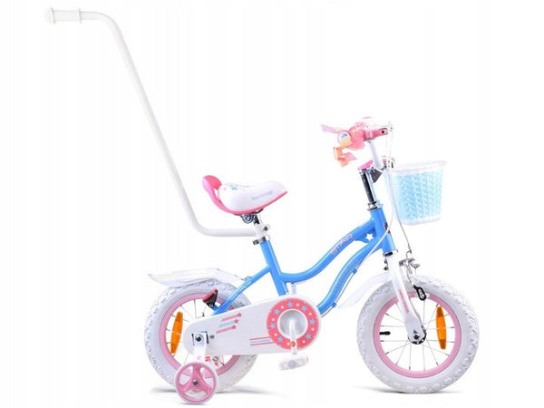 Bicicleta pentru copii, Royal Baby, Star Girl, 2 - 4 ani, cadru BMX-Type otel, roti aer 12 inch, sa reglabila, roti ajutatoare, Albastra, Jokomisiada