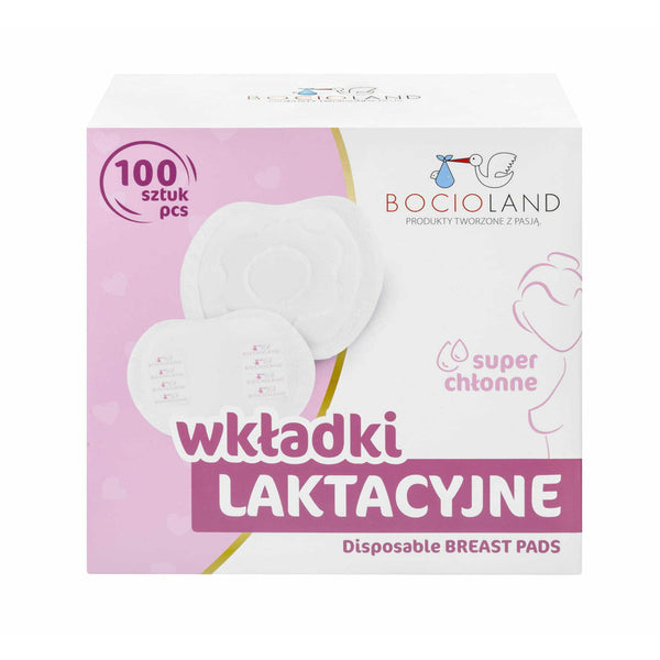 Bocioland - Tampoane pentru san, Set 100 bucati, Ambalate individual, Cu banda adeziva pentru o fixare usoara