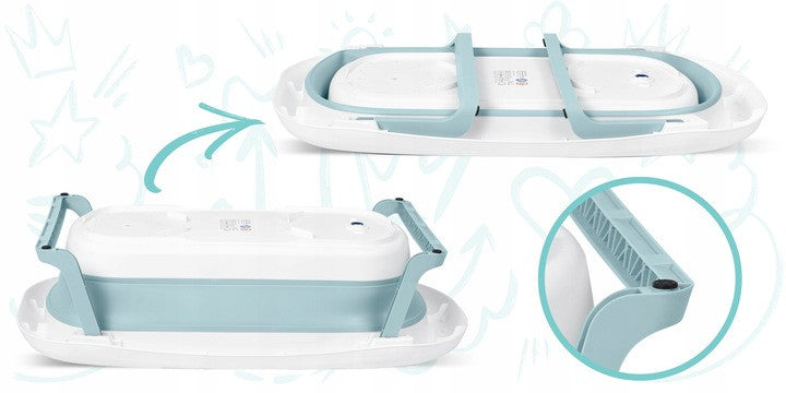 Cadita de baie pliabila pentru bebelusi, cu termometru LCD, suport antiderapant, Ricokids, 728201, Albastra