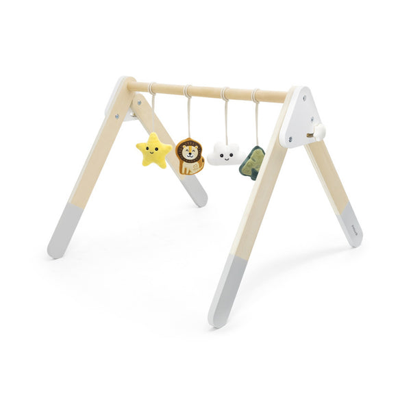Centru de activitati pentru bebelusi, din lemn cu jucarii de plus, tip Montessori, +0 luni, PolarB Viga