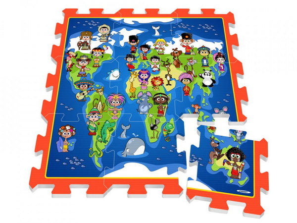 Covor de activitati, Puzzle, din spuma, Harta Lumii, Children of the World, 280 x 280 cm, Jokomisiada