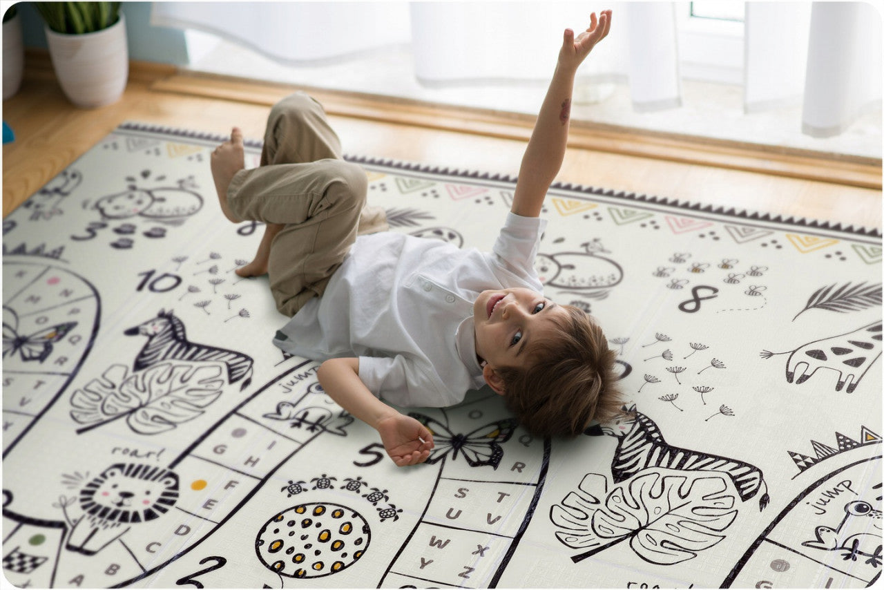 Covor de joaca pentru copii, din spuma, pliabil, 2 fete, impermeabil, izolant, 200 x 150 x 1 cm, Nukido, NK-734100