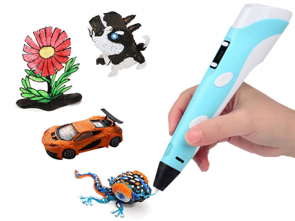 Creion 3D Magic de colorat in spatiu, insertie colorata 6 m, incarcare USB, Galben, Jokomisiada