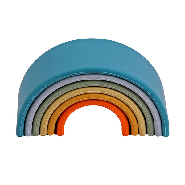 Rainbow, joc montessori de stivuire, 6 piese, nature, Dena Toys