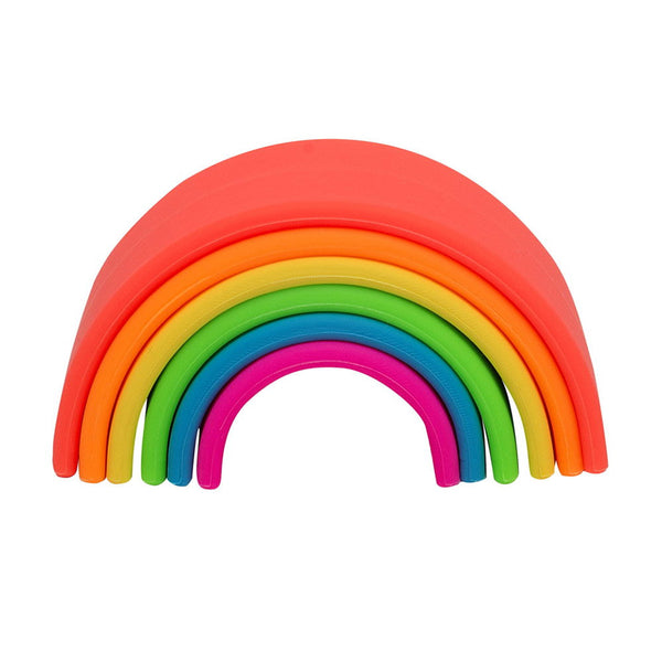 Rainbow, joc montessori de stivuire, 6 piese, neon, Dena Toys