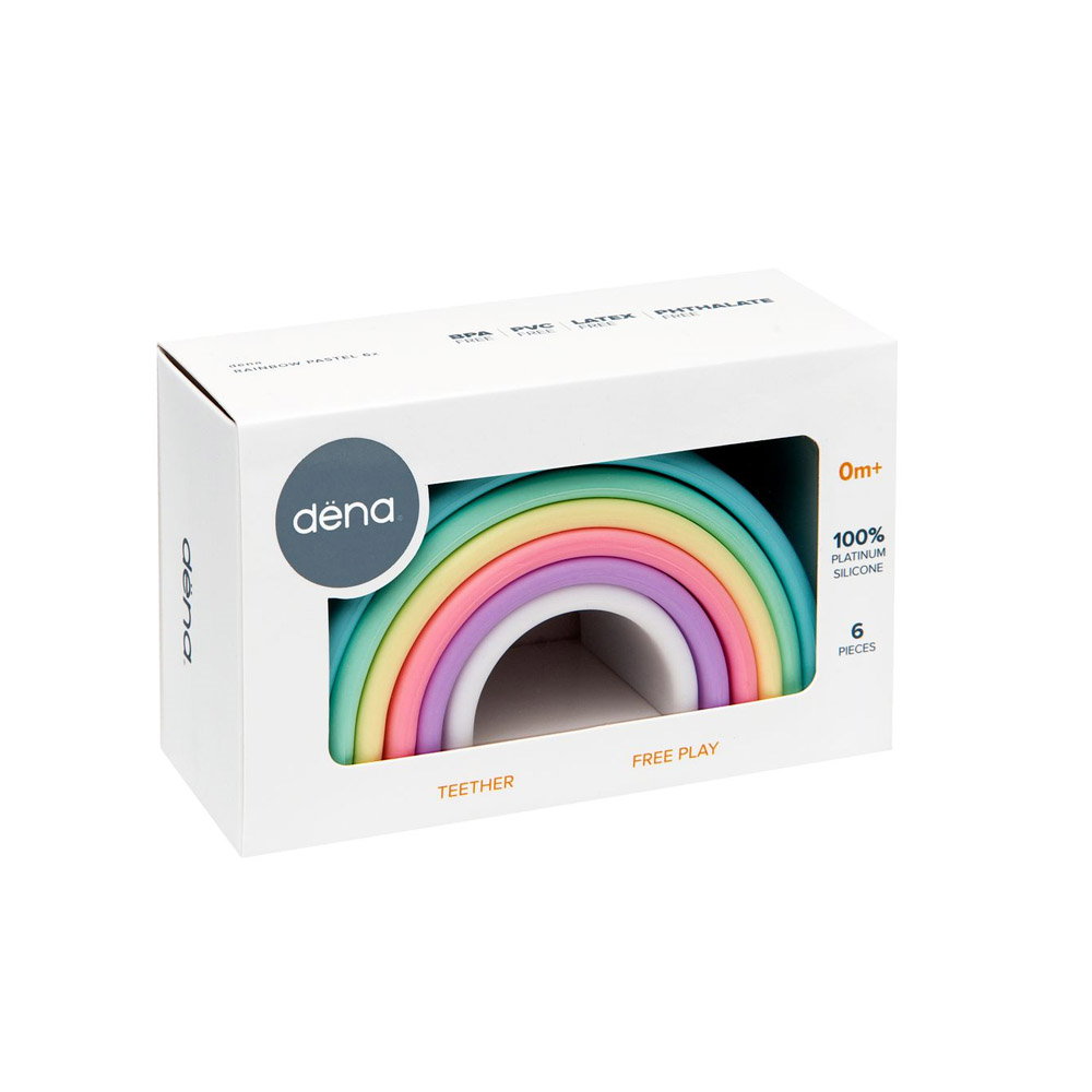 Rainbow, joc montessori de stivuire, 6 piese, nordic, Dena Toys