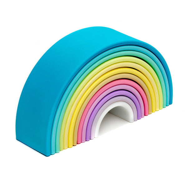 Rainbow, joc montessori de stivuire, 12 buc, nordic, Dena Toys
