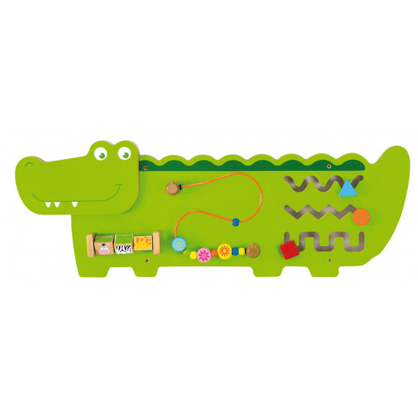 Panou educativ cu activitati, Crocodil, din lemn, +18luni, VIGA