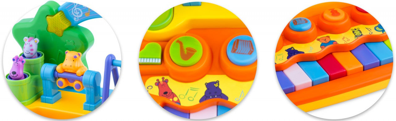 Jucarie interactiva pentru copii, multifunctionala, cu pian, animale in miscare, sunete si lumini, Ricokids, RK-749