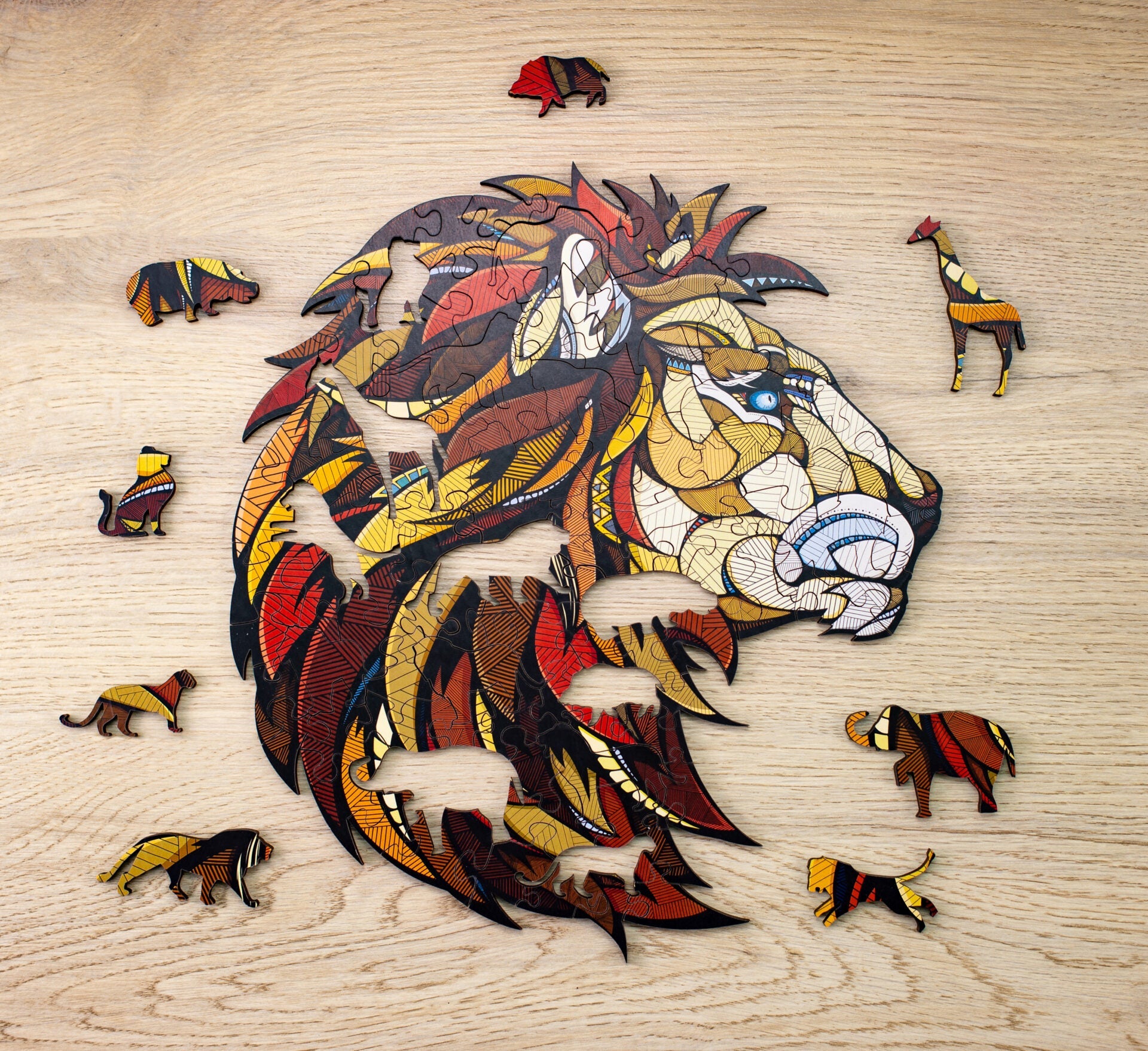 Puzzle din lemn, Lion, 100 piese @ EWA