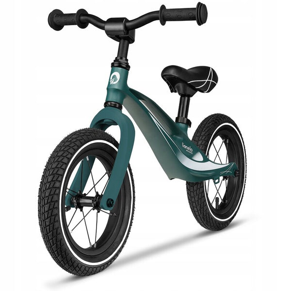 Bicicleta usoara Bart Air, Fara pedale, Cu roti gonflabile, Cu cadru din magneziu, Cu ghidon si sa reglabile, Greutate 3.8 Kg, 12 inch, Conform cu standardul european de securitate EN71, Green Forest, Lionelo