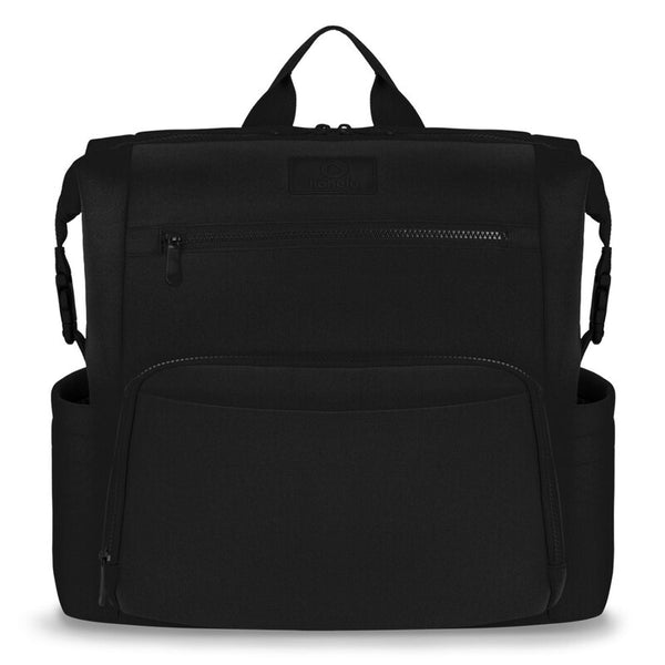 Rucsac impermeabil pentru mamici Cube, Cu 12 compartimente si salteluta de schimbat, Cu prindere universala de carucior, 36 x 36 x 23 cm, Negru, Lionelo