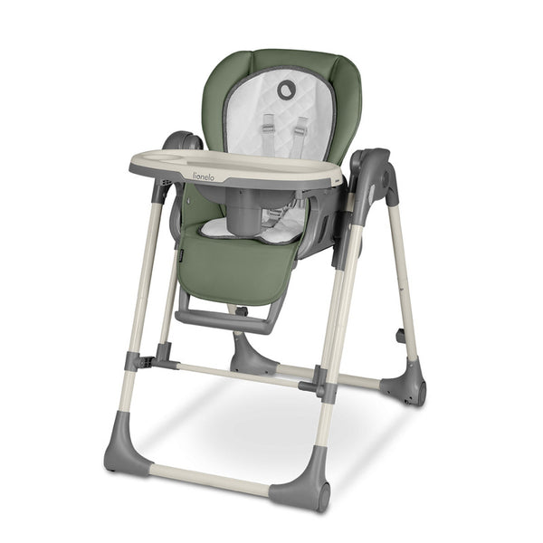 Scaun de masa si balansoar, 2 in 1, Laurice, Transformabil, Multifunctional, Inaltime si spatar reglabile, Cu melodii de leagan, 0 luni+, Conform cu standardele europene de securitate EN 14988, EN 16120, Verde, Lionelo