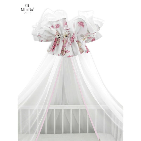 Baldachin mare din tull, dimensiune 400x170 cm, design, Pink Ballerina, MimiNu