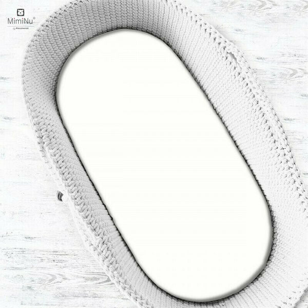 Cearceaf cu Elastic pentru Landou, 80x35 cm, din Jerseu, Alb, MimiNu