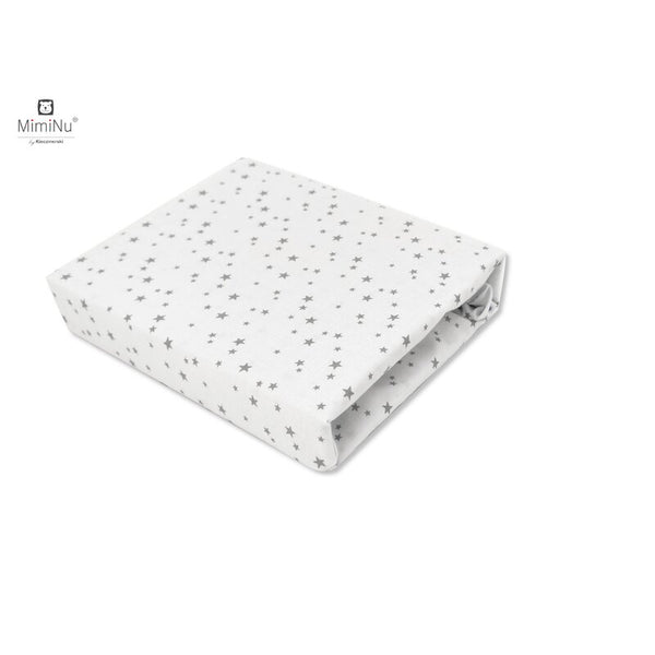 Cearceaf cu Elastic pentru Patut 140X70 cm, din Bumbac, Mini Gray Stars, MimiNu