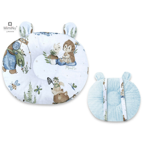 Perna bebelusi Ursulet, Multifunctionala, Cu doua fete, Tesatura pufoasa minky si bumbac, Materiale certificate Oeko Tex Standard 100, Design, Minky Let\'s Go Blue, MimiNu