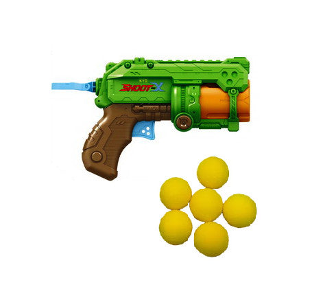 Pistol pentru copii, cu 6 bile de burete Soft Ball, Kid Shoot-X, Verde, Severno