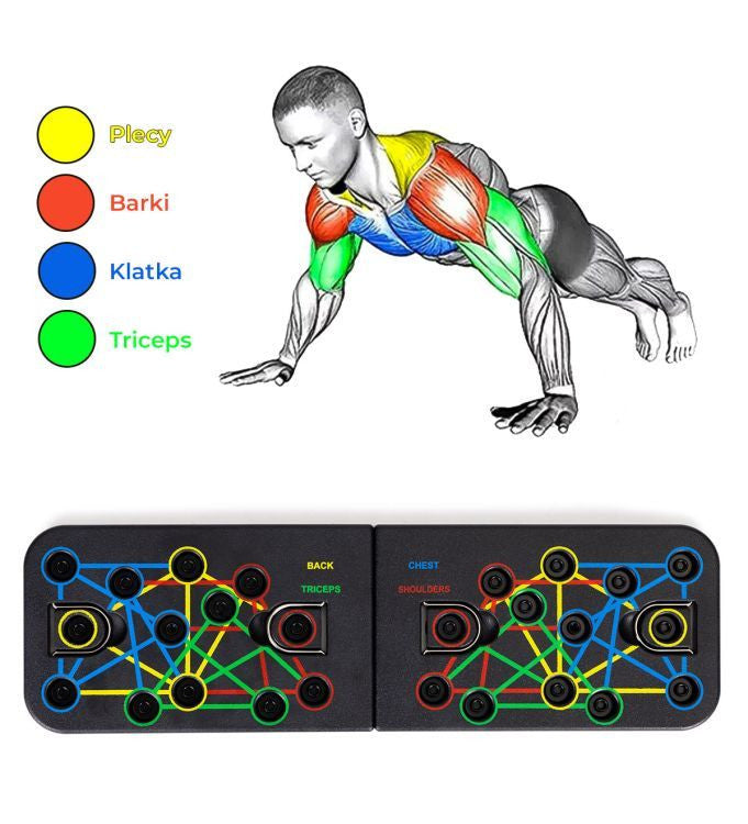 Placa fitness pentru flotari, pliabila cu manere si corzi elastice, Push Up Board, Modern Home