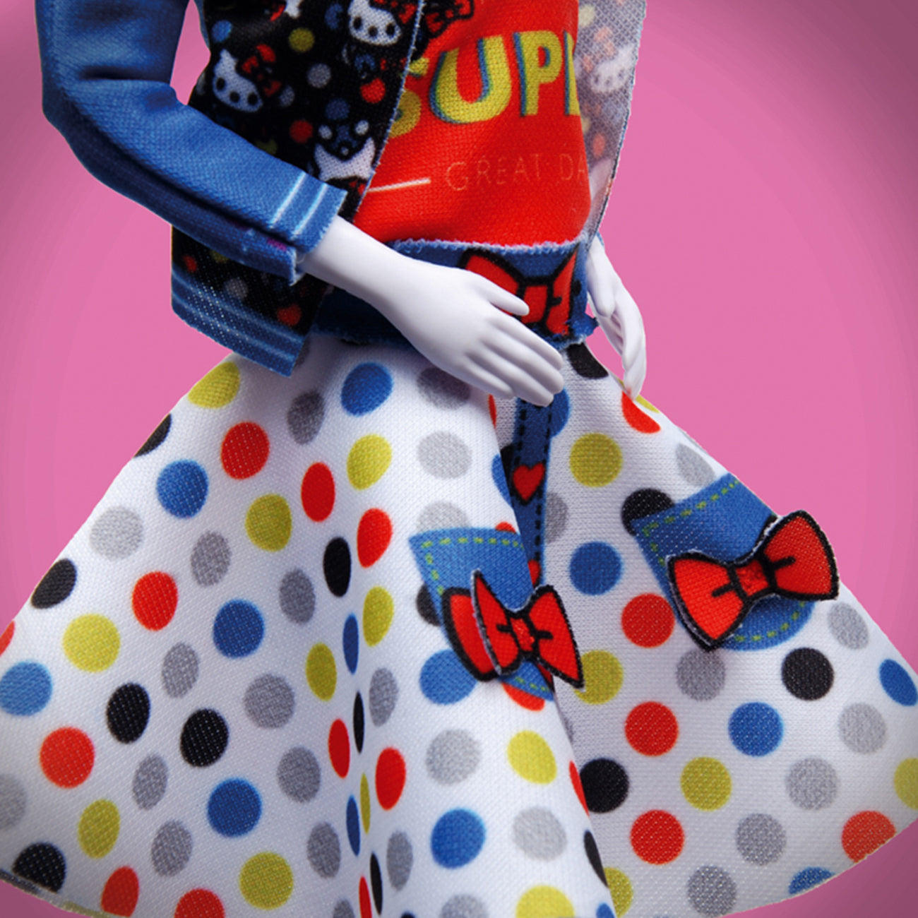 Set de croitorie hainute pentru papusi Couture Hello Kitty Lucydots&bow, Dress Your Doll