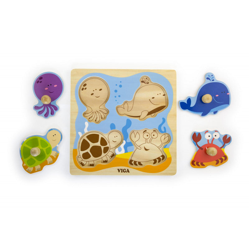 Puzzle cu manere Animale din ocean, VIGA