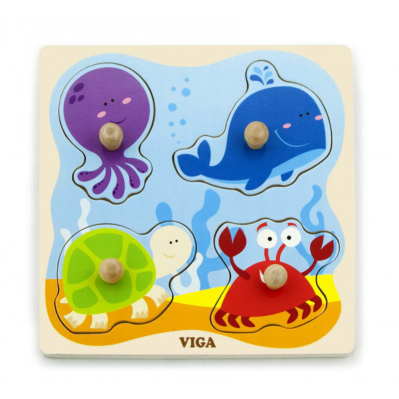 Puzzle cu manere Animale din ocean, VIGA