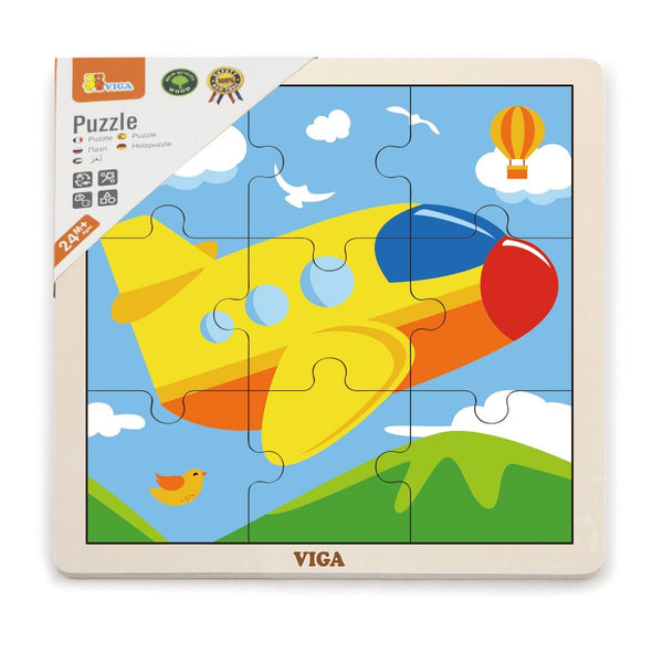 Puzzle din 9 piese mari - avion, VIGA
