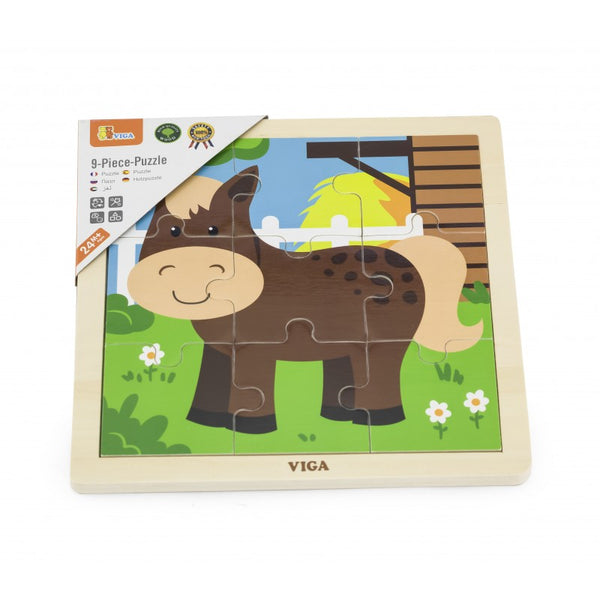 Puzzle din 9 piese mari - cal, VIGA