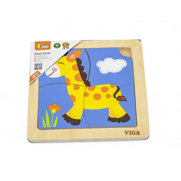 Puzzle din lemn din 4 piese mari - girafa, VIGA