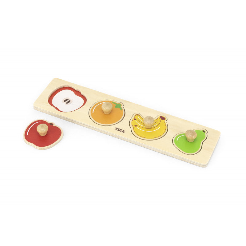 Puzzle Montessori cu maner, Fructe, VIGA