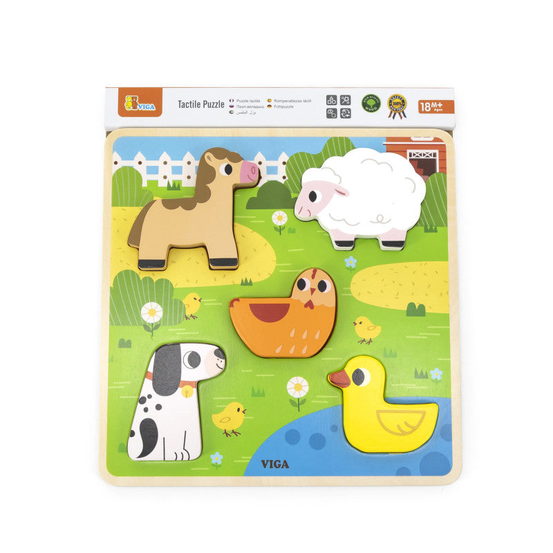 Puzzle senzorial Animale din ferma, VIGA