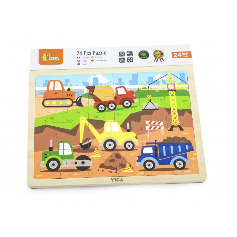 Puzzle Vehicule pentru constructii, 24 piese, Viga