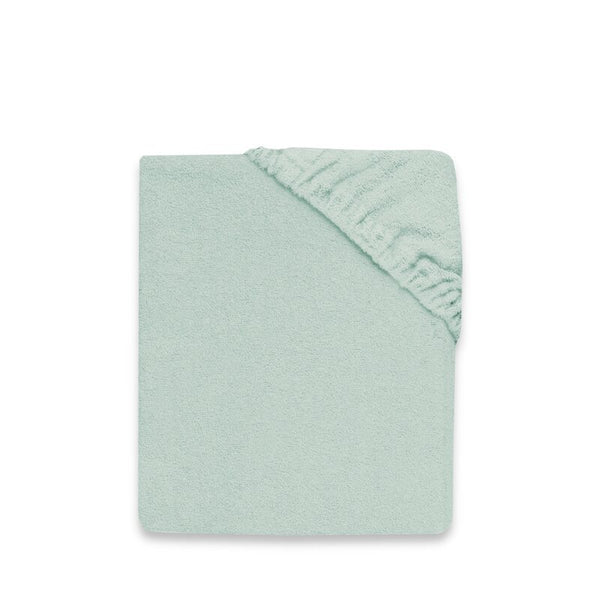 Cearceaf cu elastic pentru patut leagan sau patut co-sleeper, Dimensiune 90x40 cm, Din bumbac terry, Material certificat Oeko Tex Standard 100, Cold Mint, Qmini