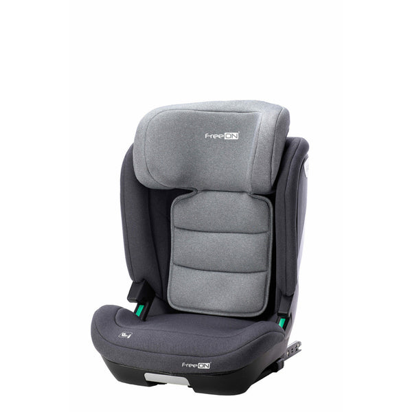 Scaun auto pentru copii, Rider, 100 - 150 cm/ 3 - 12 ani, Tehnologie Isofix, Cu spatar reglabil, Cu tetiera reglabila in 10 pozitii, Conform cu standardul european de securitate ECE R129, Grey, FreeON