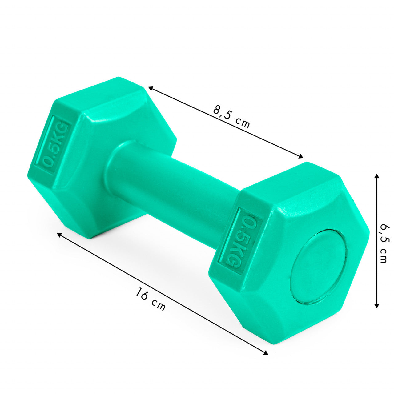 Set 2 Greutati pentru exercitii fizice, gantere hexagonale, ModernHome, 2 x 0,5 kg, 16 x 6,5 cm, Verde