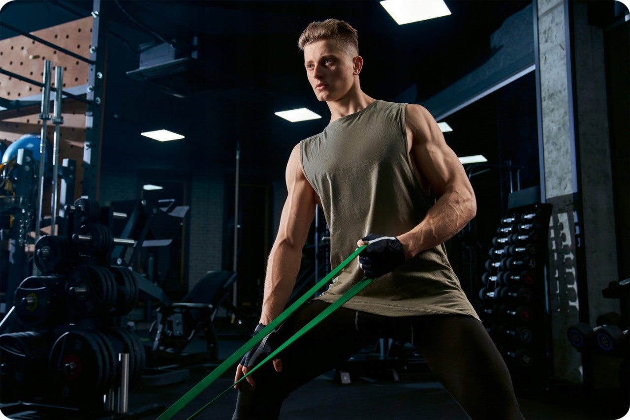 Set 3 Banzi elastice de rezistenta, pentru exercitii fitness, Neo-Sport, NS-960, antrenament in sala de gimnastica, gimnastica de recuperare, Negru/Mov/Verde