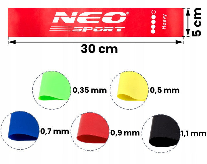 Set 5 benzi de rezistenta, Neo-Sport, NS-959, 5 niveluri de rezistenta, saculet inclus