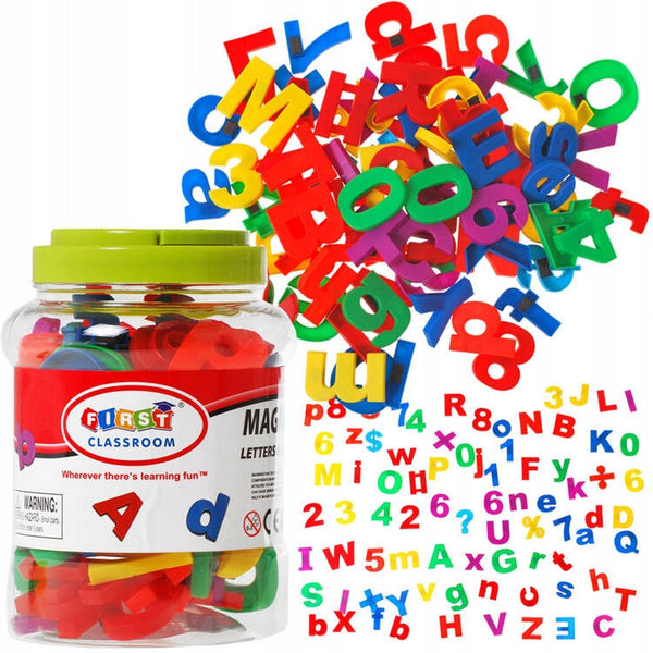 Set litere si cifre magnetice colorate, 80 de piese