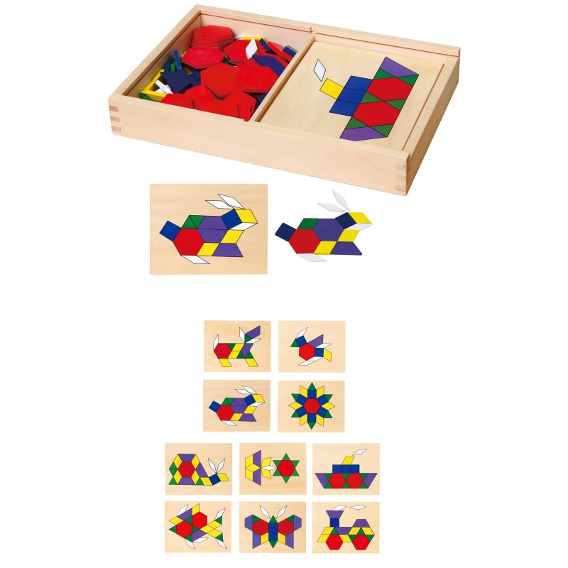 Set mozaic Tangram din lemn cu modele, VIGA